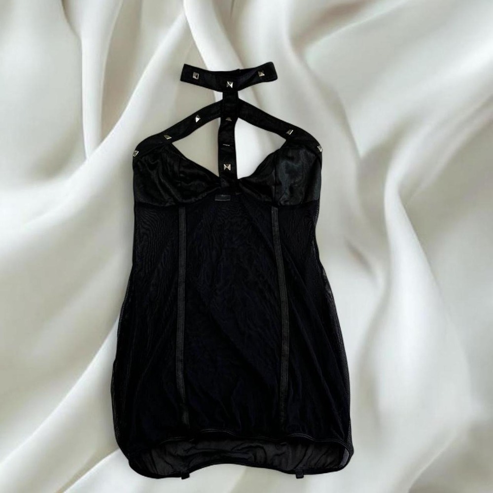 Dream Girl black studded choker lingerie slip y2k vintage mcbling